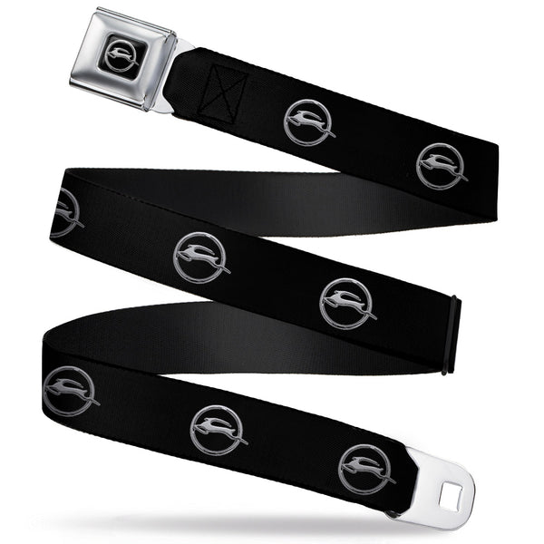 Buckle-Down 1962 Chevrolet Impala Deer Emblem Full Color Black Silver Seatbelt Belt - 1962 Chevrolet Impala Deer Emblem Black/Silver Webbing