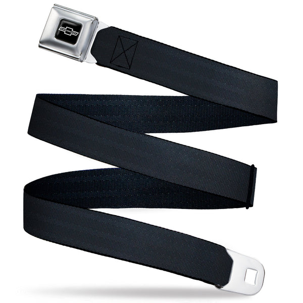 Buckle-Down 1965 CHEVROLET Bowtie Full Color Black/White Seatbelt Belt - Black Panel Webbing