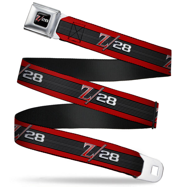Buckle-Down 1969 Camaro Z 28 Emblem Full Color Black Silvers Red Seatbelt Belt - 1969 Camaro Z/28 Emblem/Stripe Red/Black/Gray/Silver Webbing