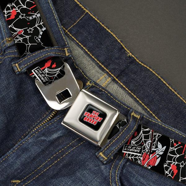 Buckle-Down Adventure Time Marceline THE VAMPIRE QUEEN Title Logo Full Color Black/White/Red Seatbelt Belt - Adventure Time Marceline LIVE AT THE NIGHTOSPHERE Pose Black/White/Red Webbing