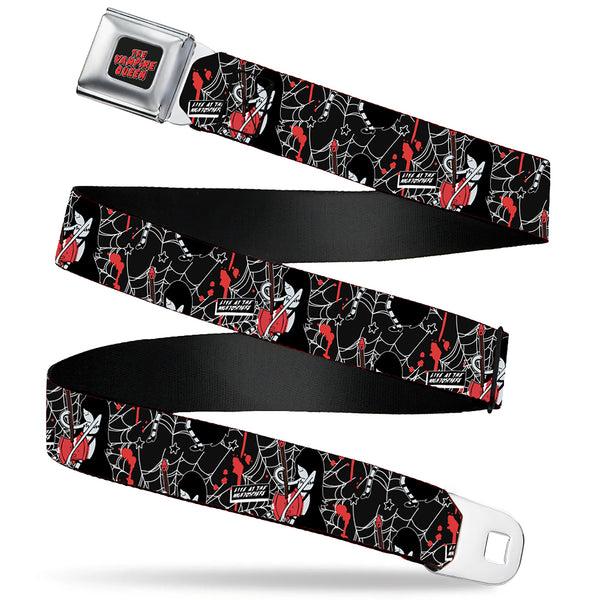 Buckle-Down Adventure Time Marceline THE VAMPIRE QUEEN Title Logo Full Color Black/White/Red Seatbelt Belt - Adventure Time Marceline LIVE AT THE NIGHTOSPHERE Pose Black/White/Red Webbing