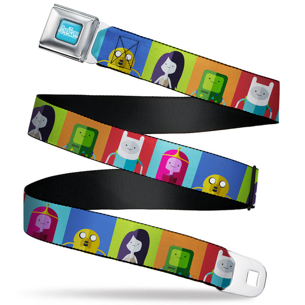 Buckle-Down ADVENTURE TIME Title Logo Full Color Blue/White Seatbelt Belt - Adventure Time 5-Character Pose Color Blocks Multi Color Webbing