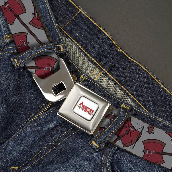 Buckle-Down ADVENTURE TIME Title Logo Full Color White Seatbelt Belt - Adventure Time Marceline's Axe Bass Scattered Gray Webbing