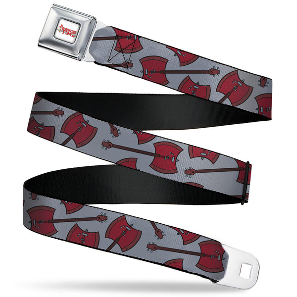 Buckle-Down ADVENTURE TIME Title Logo Full Color White Seatbelt Belt - Adventure Time Marceline's Axe Bass Scattered Gray Webbing