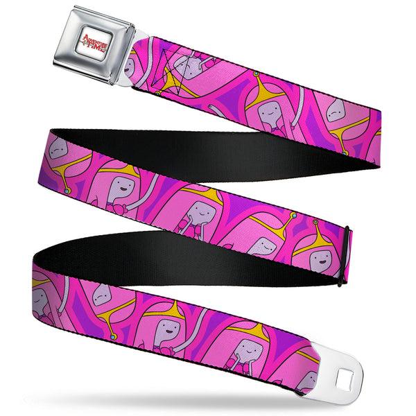 Buckle-Down ADVENTURE TIME Title Logo Full Color White Seatbelt Belt - Adventure Time Princess Bubblegum Poses Collage Lavender Webbing