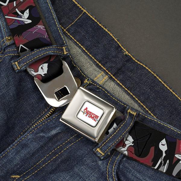 Buckle-Down ADVENTURE TIME Title Logo Full Color White Seatbelt Belt - Adventure Time Marceline Poses Collage Reds Webbing