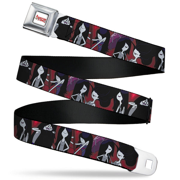 Buckle-Down ADVENTURE TIME Title Logo Full Color White Seatbelt Belt - Adventure Time Marceline Poses Collage Reds Webbing
