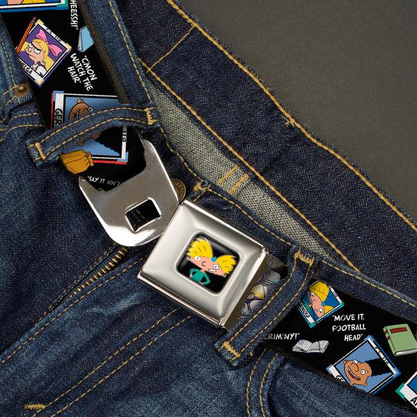 Buckle-Down Arnold Pose Full Color Black Seatbelt Belt - Hey Arnold Class Pix/Quotes ARNOLD/GERALD/HELGA Webbing