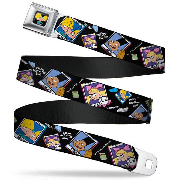Buckle-Down Arnold Pose Full Color Black Seatbelt Belt - Hey Arnold Class Pix/Quotes ARNOLD/GERALD/HELGA Webbing