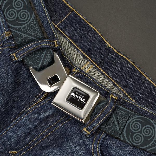 Buckle-Down AVATAR LAST AIRBENDER Title Logo Full Color Black/White Seatbelt Belt - Avatar Last Airbender Air Element Symbol Blues Webbing