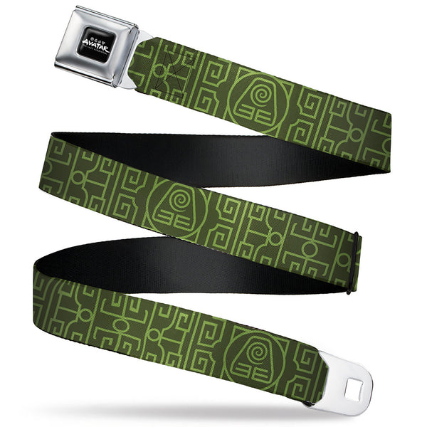 Buckle-Down AVATAR LAST AIRBENDER Title Logo Full Color Black/White Seatbelt Belt - Avatar Last Airbender Earth Element Symbol Black/Olive Green Webbing