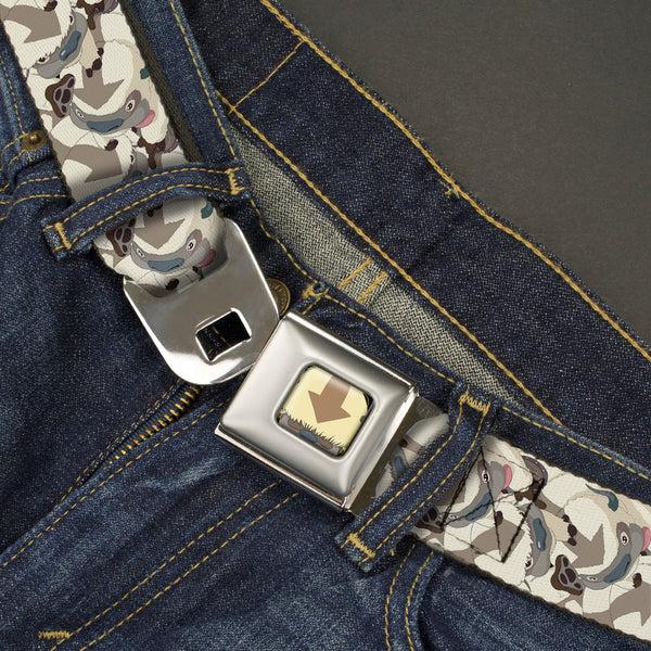 Buckle-Down Avatar The Last Airbender Appa Face CLOSE-UP Full Color Seatbelt Belt - Avatar The Last Airbender Appa Pose Stacked Webbing
