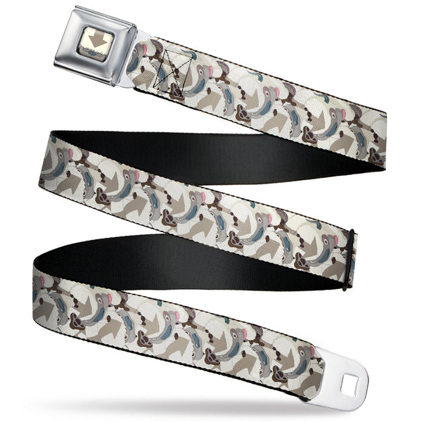 Buckle-Down Avatar the Last Airbender Appa Face CLOSE-UP Full Color Seatbelt Belt - Avatar the Last Airbender Appa Pose Stacked Webbing
