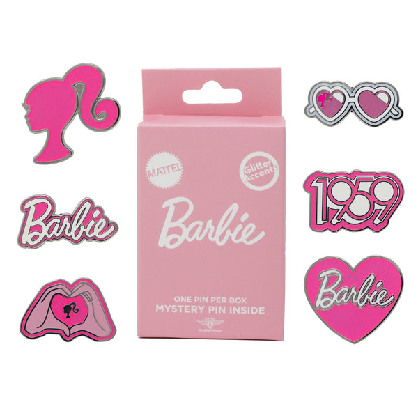 Buckle-Down Barbie Mystery Enamel Pin Blind Box Series Barbie Hand Heart Barbie 1959 Logo Barbie Ponytail Silhouette Barbie Signature Barbie Heart Sunglasses Or Barbie Heart Signature