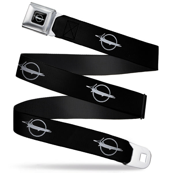Buckle-Down Barracuda Emblem Full Color Black Silver Seatbelt Belt - Barracuda Emblem Repeat Black/Silver Webbing
