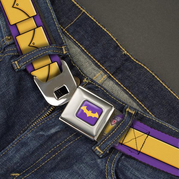 Buckle-Down Bat Logo Full Color Purple Gold Seatbelt Belt - Batgirl Utility Belt Purple/Gold Webbing