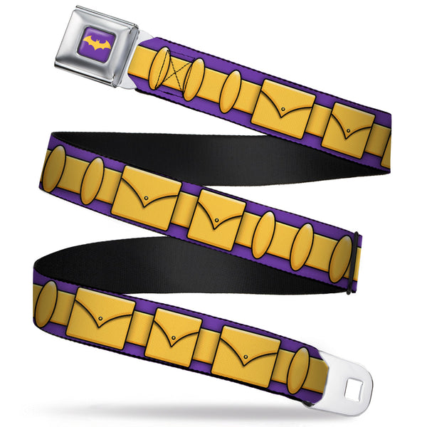 Buckle-Down Bat Logo Full Color Purple Gold Seatbelt Belt - Batgirl Utility Belt Purple/Gold Webbing