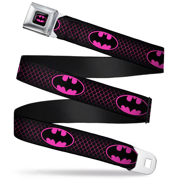 Buckle-Down Batman Full Color Black Hot Pink Seatbelt Belt - Batman Shield/Chainlink Black/Hot Pink Webbing Buckle-Down Batman Full Color Black Hot Pink Seatbelt Belt - Batman Shield/Chainlink Black/Hot Pink Webbing