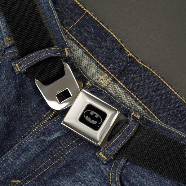 Buckle-Down Batman Full Color Black/Silver/Black Seatbelt Belt - Black Webbing