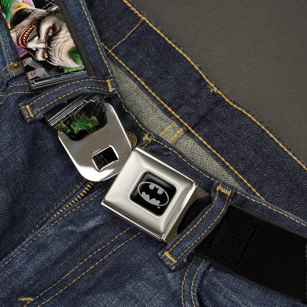 Buckle-Down Batman Full Color Black Silver Black Seatbelt Belt - BATMAN ARKHAM ASYLUM Patients Joker/Poison Ivy/Harley Quinn Webbing
