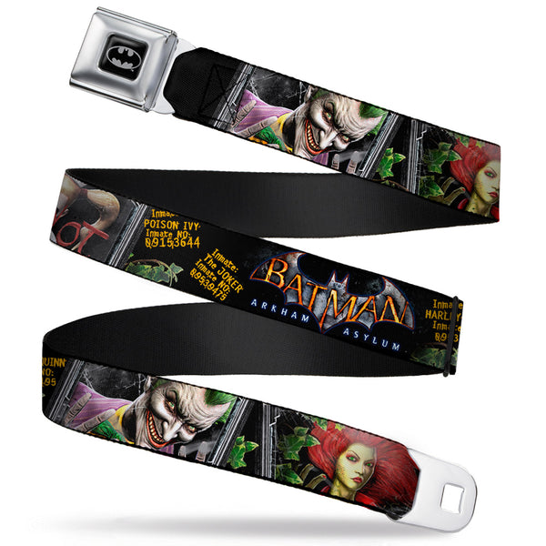 Buckle-Down Batman Full Color Black Silver Black Seatbelt Belt - BATMAN ARKHAM ASYLUM Patients Joker/Poison Ivy/Harley Quinn Webbing