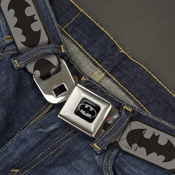 Buckle-Down Batman Full Color Black Silver Black Seatbelt Belt - Bat Signal-5 Black/Gray/Black Webbing