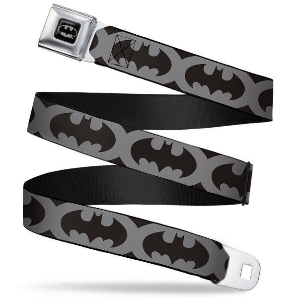 Buckle-Down Batman Full Color Black Silver Black Seatbelt Belt - Bat Signal-5 Black/Gray/Black Webbing