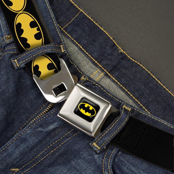 Buckle-Down Batman Full Color Black Yellow Seatbelt Belt - Bat Signal-3 Black/Yellow/Black Webbing