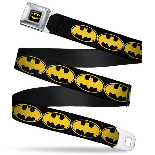 Buckle-Down Batman Full Color Black Yellow Seatbelt Belt - Bat Signal-3 Black/Yellow/Black Webbing