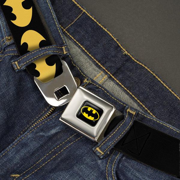 Buckle-Down Batman Full Color Black Yellow Seatbelt Belt - Bat Signal-1 Black/Yellow Webbing