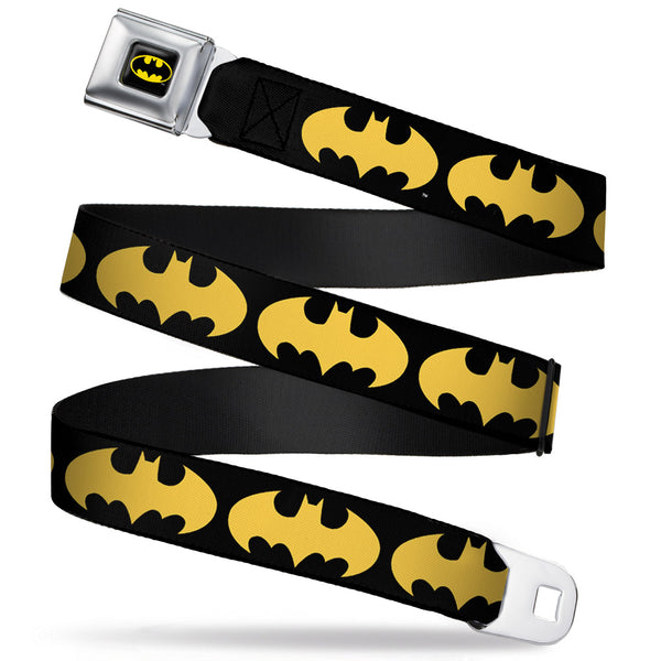Buckle-Down Batman Full Color Black Yellow Seatbelt Belt - Bat Signal-1 Black/Yellow Webbing