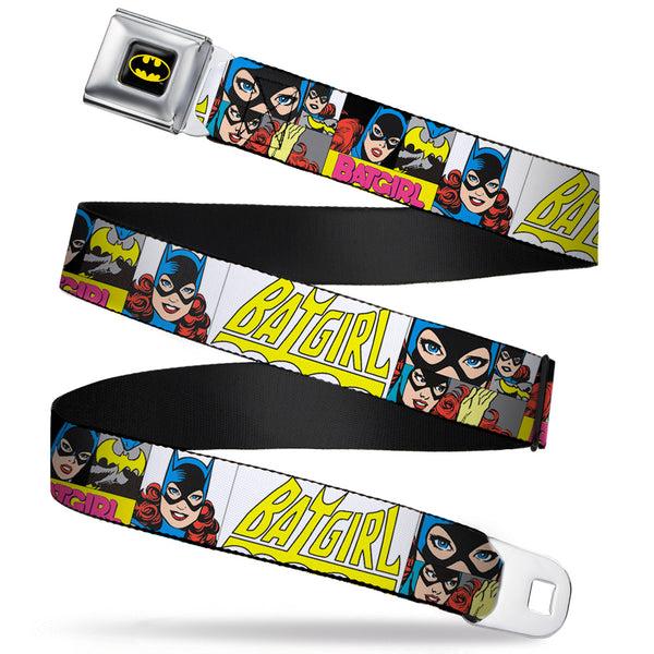 Buckle-Down Batman Full Color Black Yellow Seatbelt Belt - BATGIRL Panels Yellow/Pink Webbing