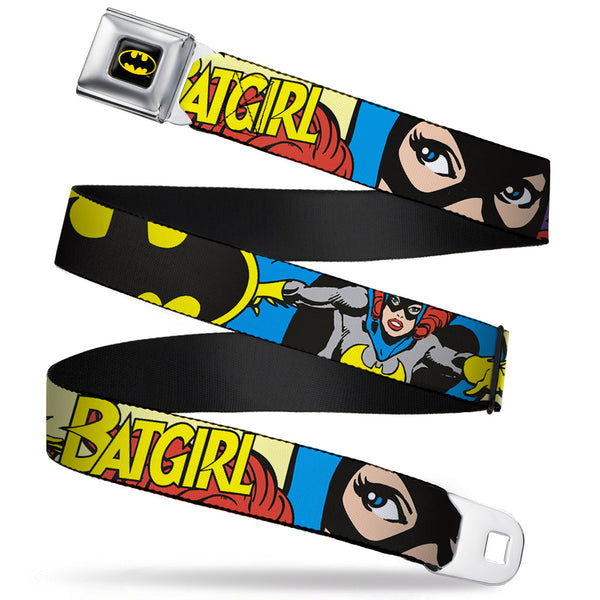 Buckle-Down Batman Full Color Black Yellow Seatbelt Belt - BATGIRL in Action w/Face CLOSE-UP Webbing