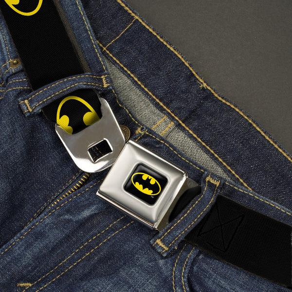 Buckle-Down Batman Full Color Black/Yellow Seatbelt Belt - Batman Shield Black/Yellow Webbing