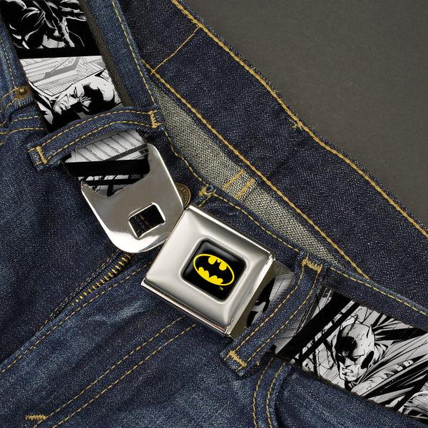 Buckle-Down Batman Full Color Black/Yellow Seatbelt Belt - Batman Hush Pose Sketches Black/White Webbing