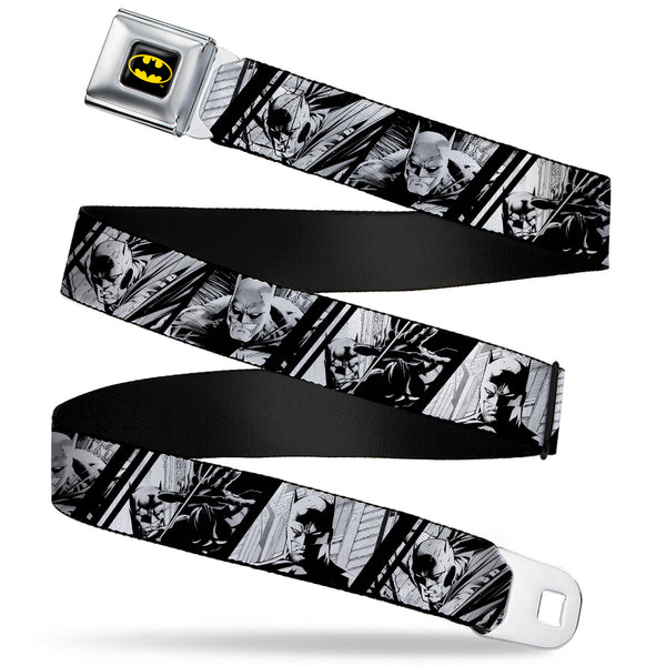 Buckle-Down Batman Full Color Black/Yellow Seatbelt Belt - Batman Hush Pose Sketches Black/White Webbing