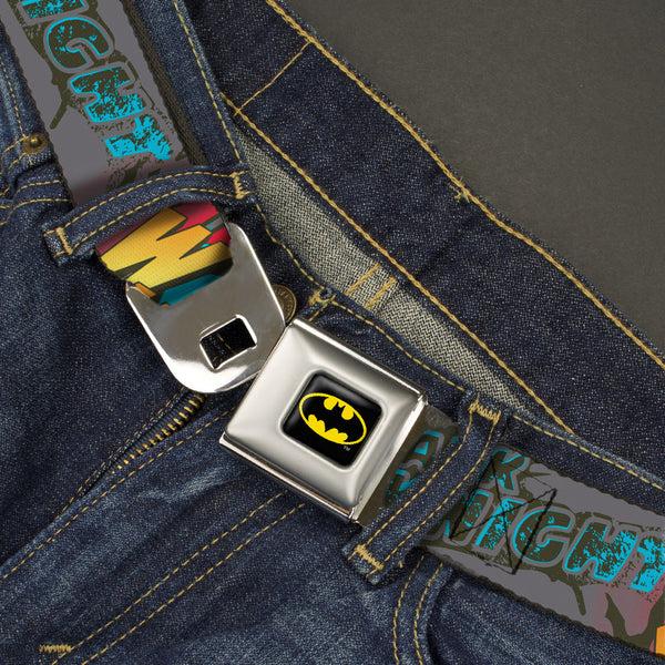 Buckle-Down Batman Full Color Black Yellow Seatbelt Belt - Batman Dark Knight Webbing