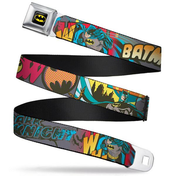 Buckle-Down Batman Full Color Black Yellow Seatbelt Belt - Batman Dark Knight Webbing