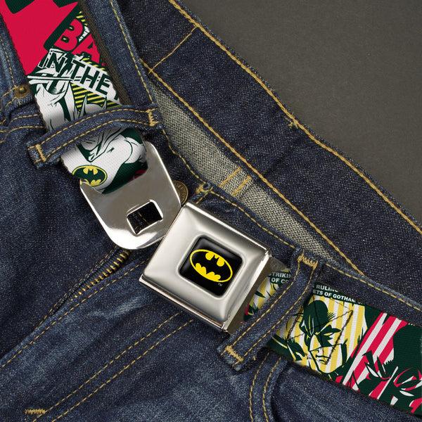 Buckle-Down Batman Full Color Black Yellow Seatbelt Belt - Batman Caped Crusader Webbing
