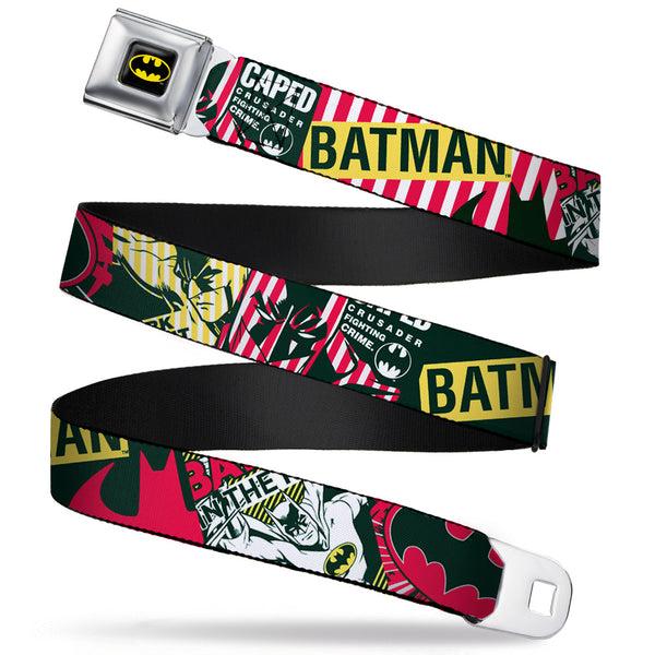 Buckle-Down Batman Full Color Black Yellow Seatbelt Belt - Batman Caped Crusader Webbing