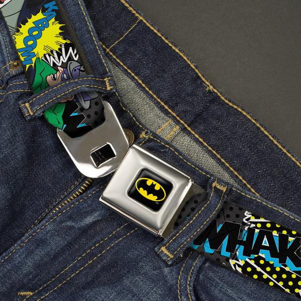 Buckle-Down Batman Full Color Black Yellow Seatbelt Belt - Batman & Villains1 Webbing