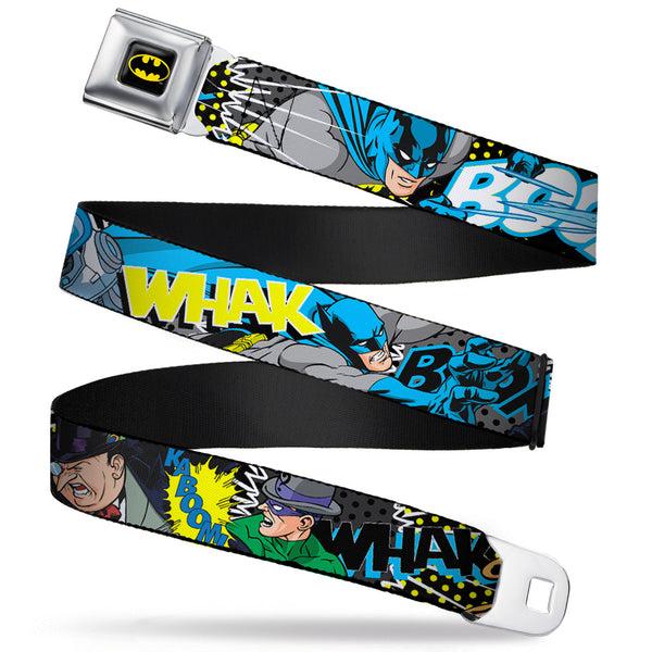 Buckle-Down Batman Full Color Black Yellow Seatbelt Belt - Batman & Villains1 Webbing