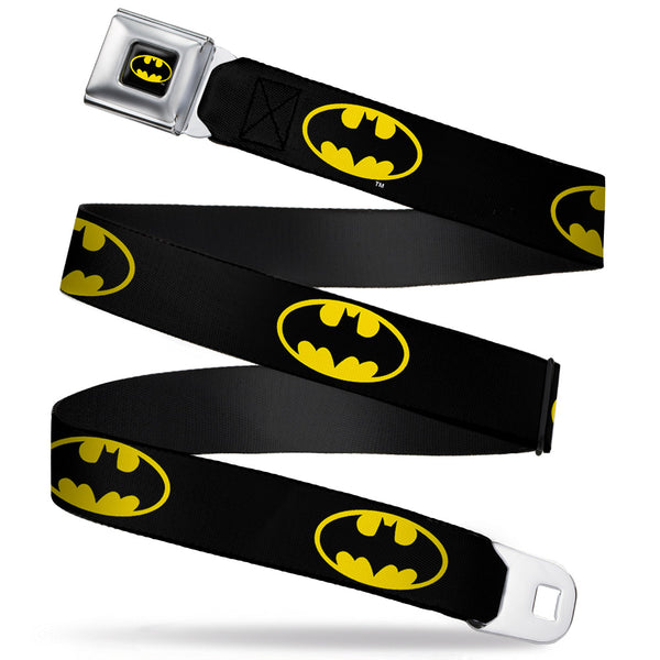 Buckle-Down Batman Full Color Black/Yellow Seatbelt Belt - Batman Shield Black/Yellow Webbing