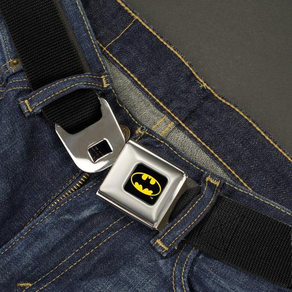 Buckle-Down Batman Full Color Black/Yellow Seatbelt Belt - Black Webbing