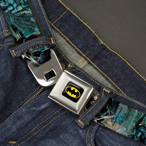 Buckle-Down Batman Full Color Black/Yellow Seatbelt Belt - The New 52 Detective Comics Issue #1 Batman & James Gordon Scene Webbing