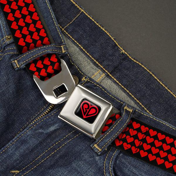 Buckle-Down BD Heart Logo Full Color Black/Red Seatbelt Belt - Mini Hearts Black/Red Webbing
