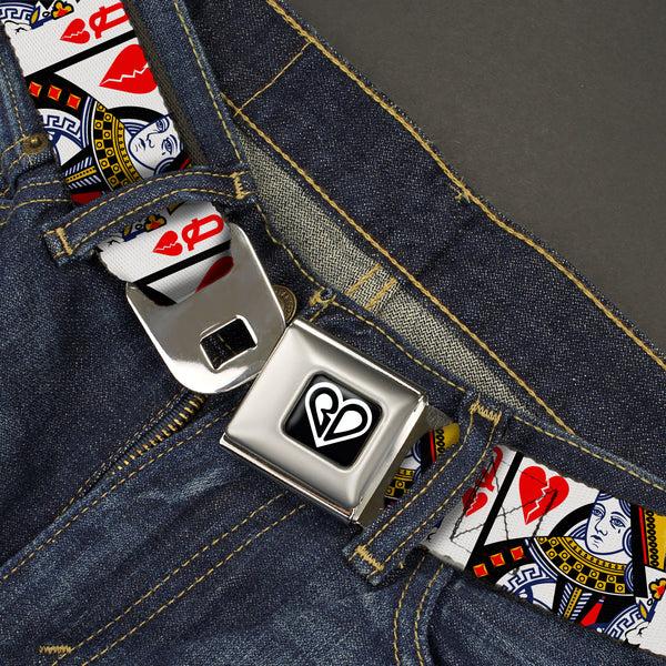 Buckle-Down BD Heart Logo Full Color Black/White Seatbelt Belt - Queen of Broken Hearts Webbing