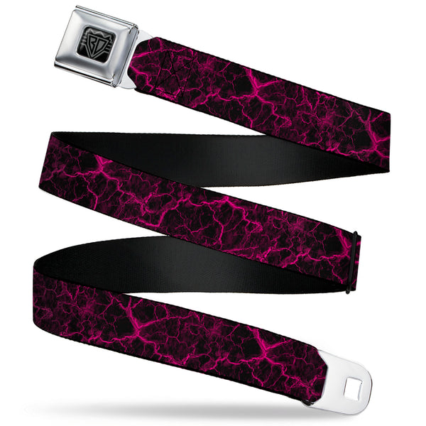 Buckle-Down BD Wings Logo CLOSE-UP Black/Silver Seatbelt Belt - Marble Black/Hot Pink Webbing