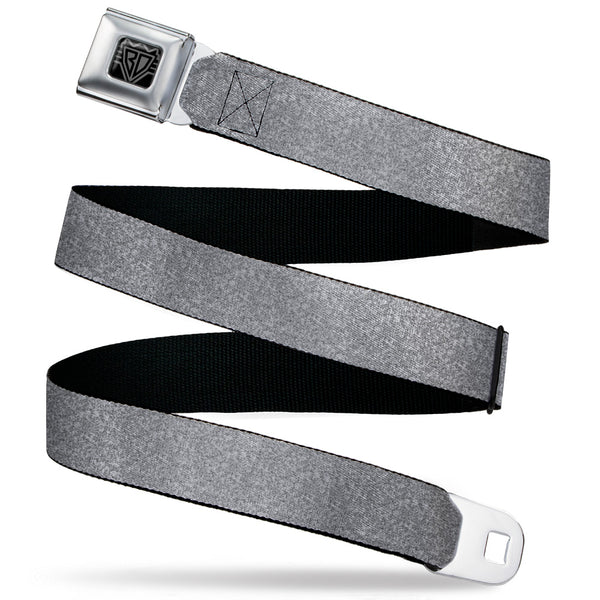 Buckle-Down BD Wings Logo CLOSE-UP Black/Silver Seatbelt Belt - Heather4 GrayWhite Webbing