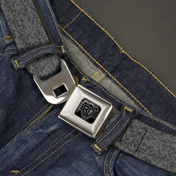 Buckle-Down BD Wings Logo CLOSE-UP Black/Silver Seatbelt Belt - Heather2 Grays Webbing